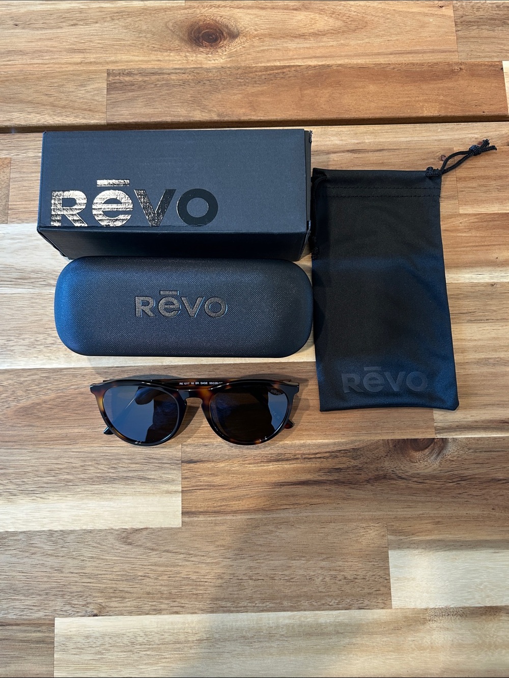Revo Tortoise Frame Sunglasses with Dark Brown Lenses